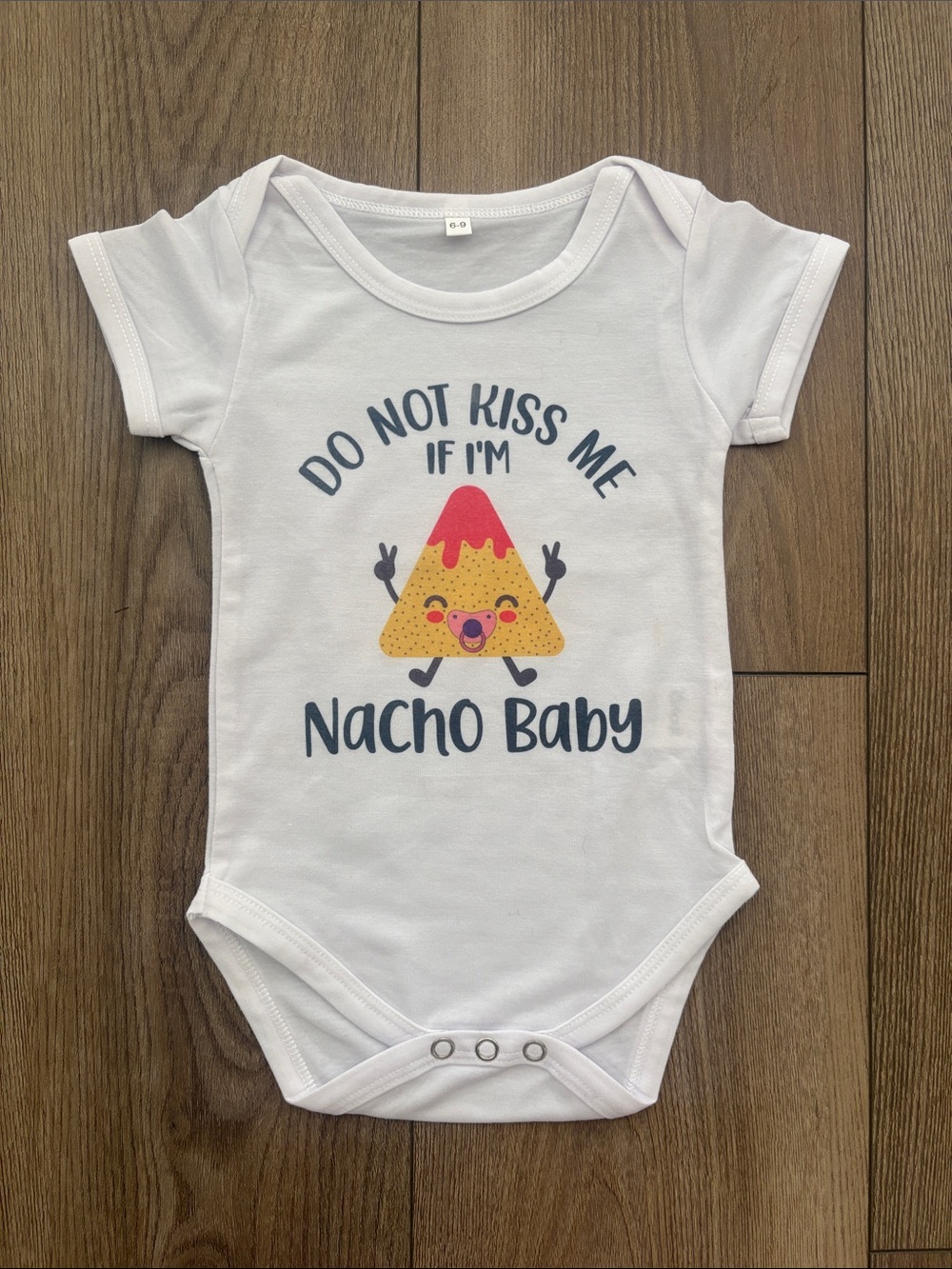 White "Nacho Baby" Graphic One-Piece Bodysuit